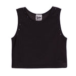 Black Studs Ribbed Crop Tank - Denny's