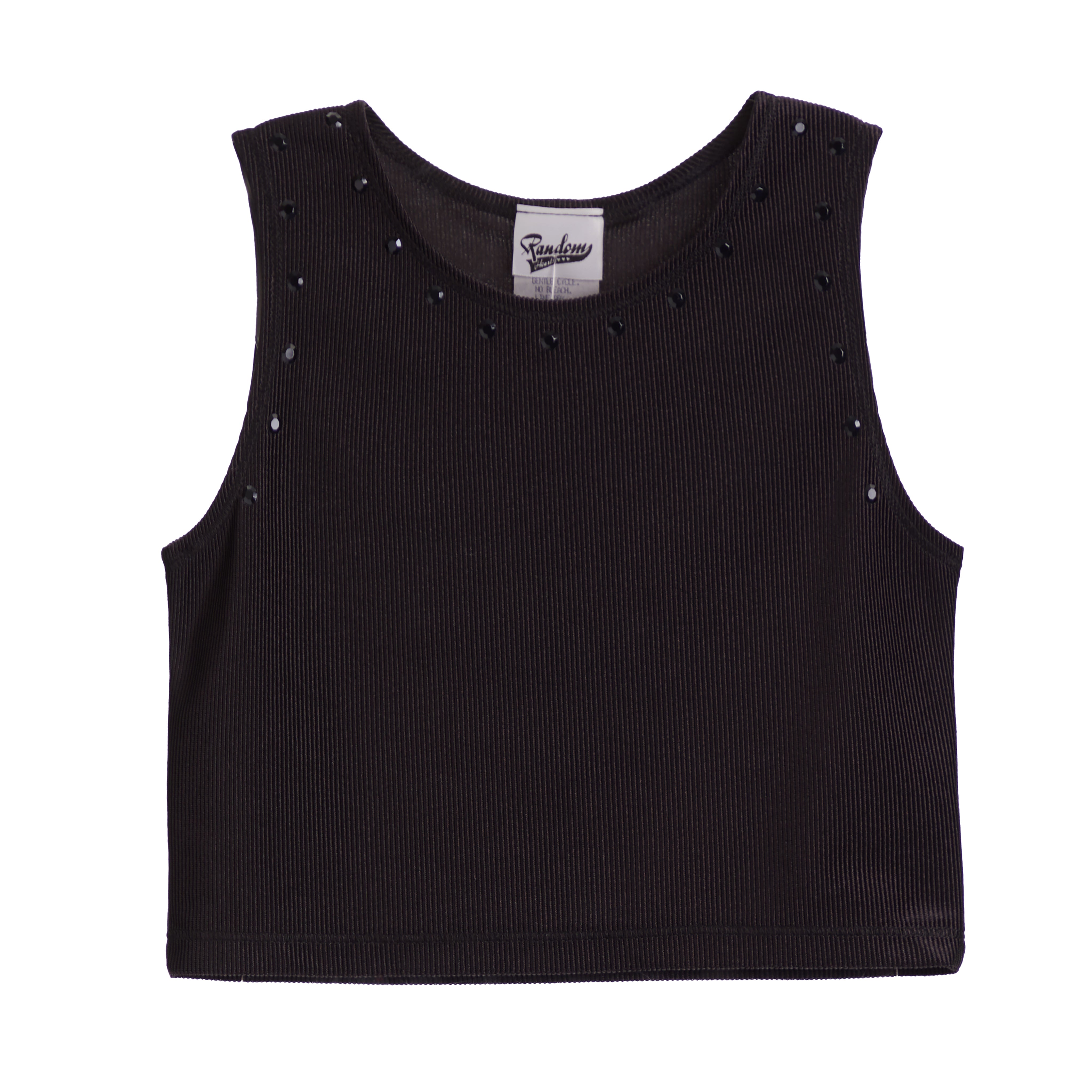 Black Studs Ribbed Crop Tank - Denny's