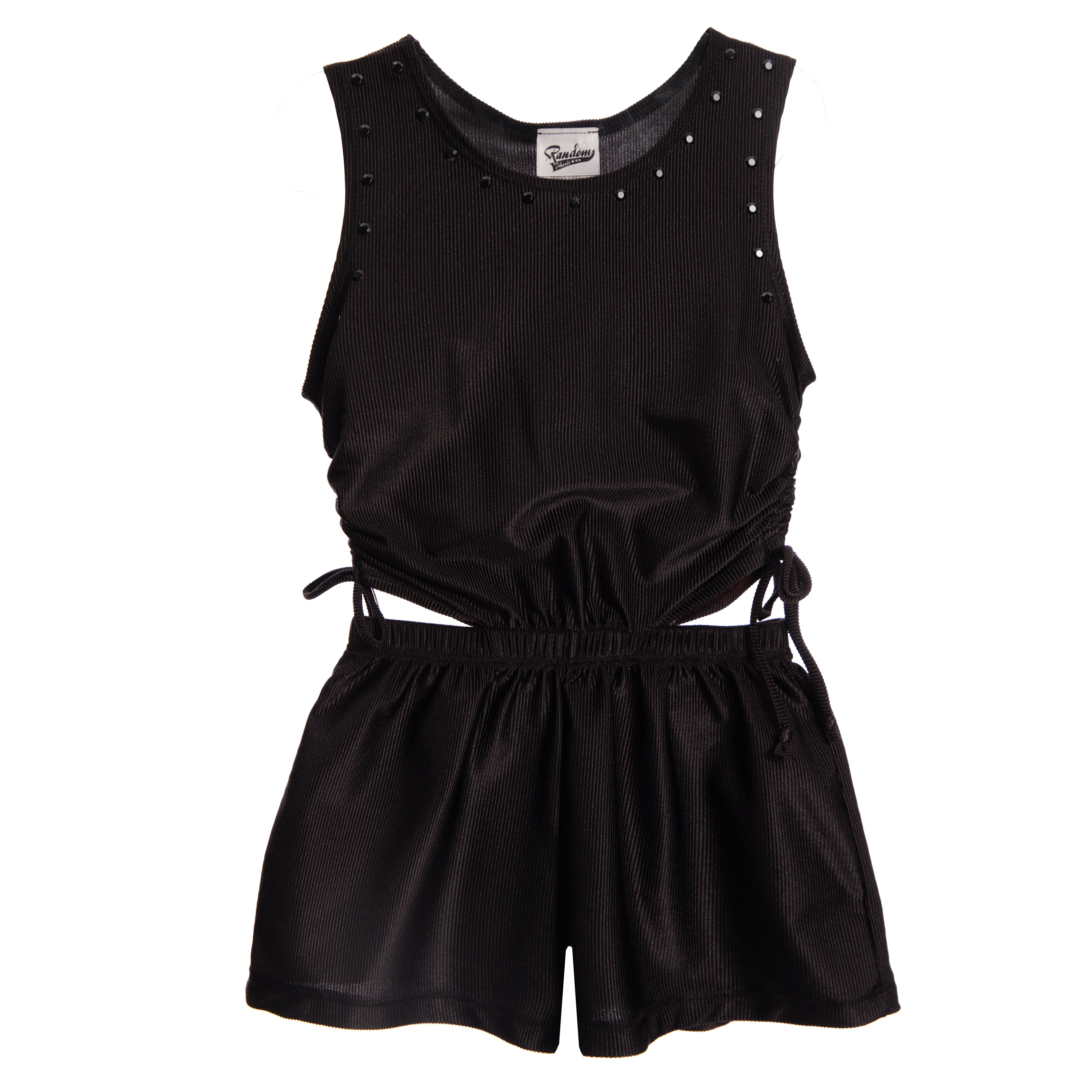 Studded Cinch  Cut Out Side Rib Romper - Denny's