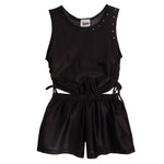 Studded Cinch  Cut Out Side Rib Romper - Denny's