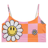 Pink & Orange Daisy Check Bra Cami - Denny's