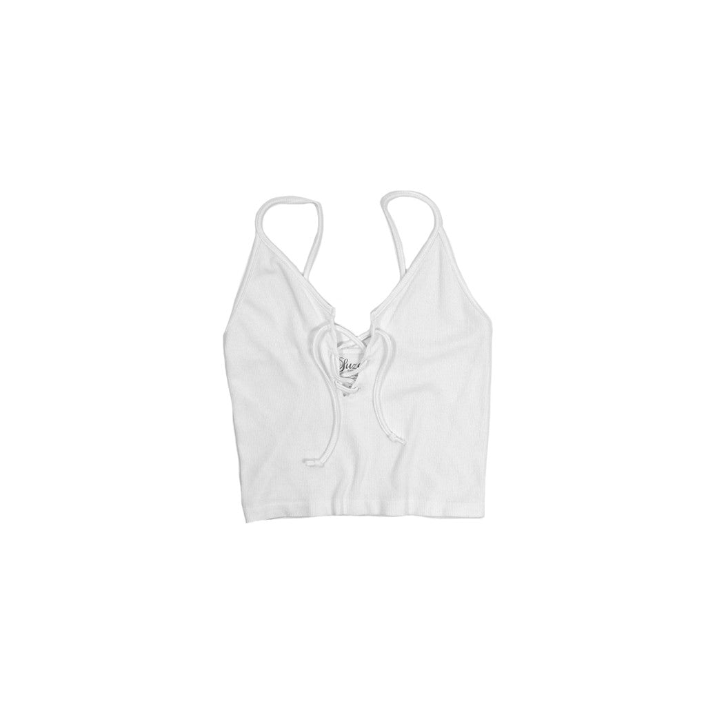 Lace Up Ribbed Crop Cami - Denny's
