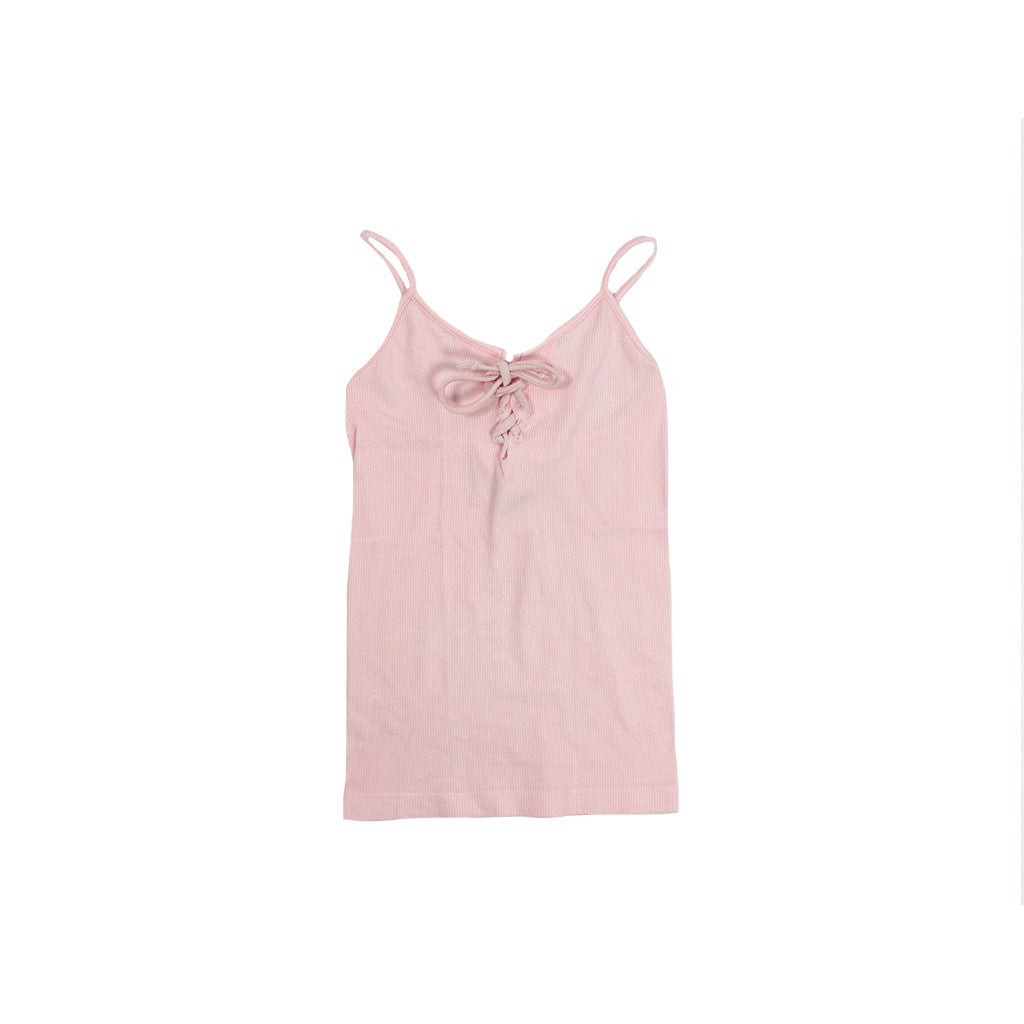 Lace Up Rib Long Cami - Denny's