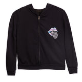 Checkered Tongue Fleece Zip Hoodie - Denny's