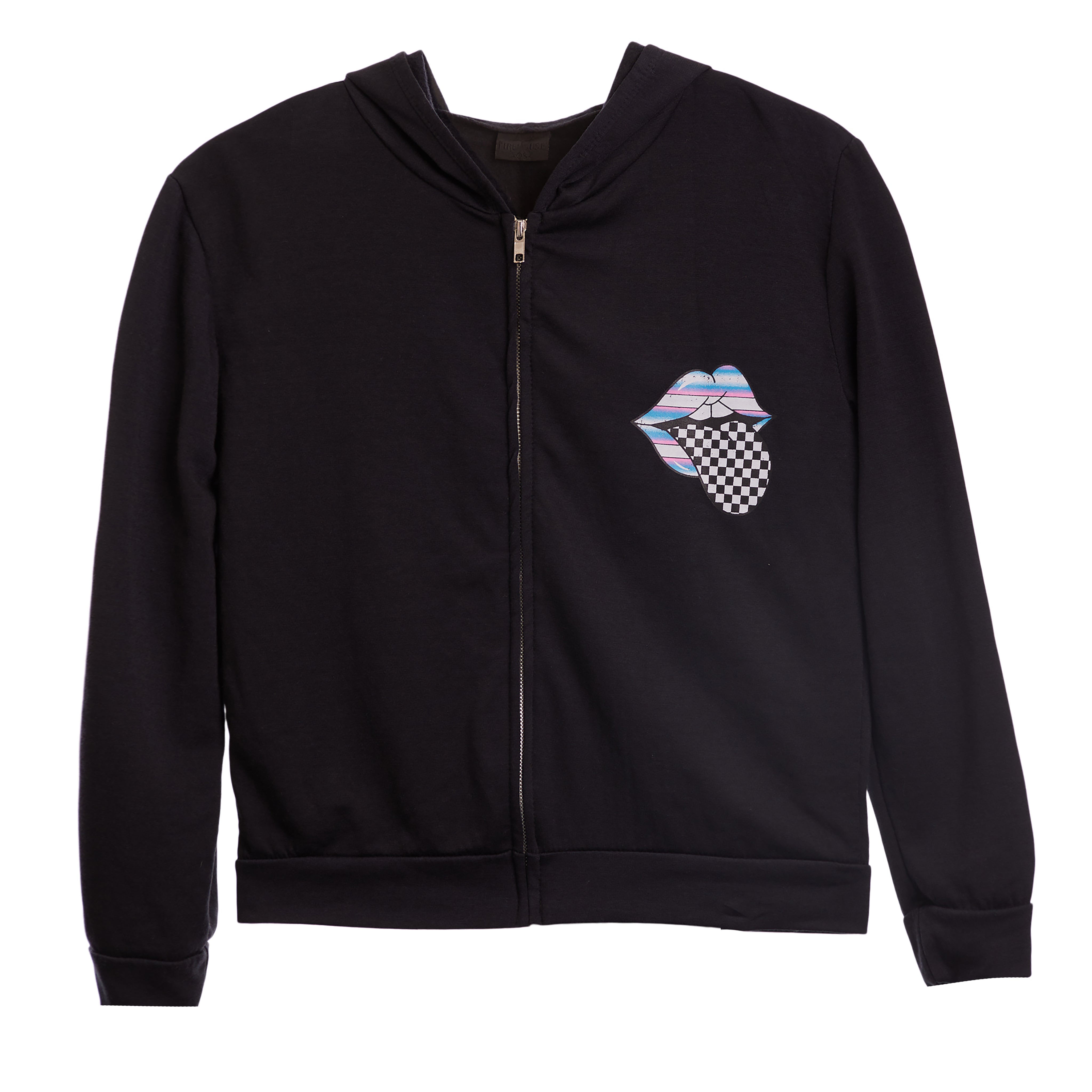 Checkered Tongue Fleece Zip Hoodie - Denny's