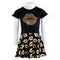 Short Sleeve Gold Dress With Gold Lips - Denny's