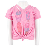 Short Sleeve Clavicle Cut Tee with Ice Cream Cones - Denny's