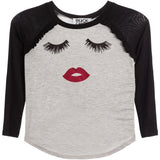 Lash & Lips Ruffle Baseball Tee - Denny's