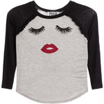 Lash & Lips Ruffle Baseball Tee - Denny's