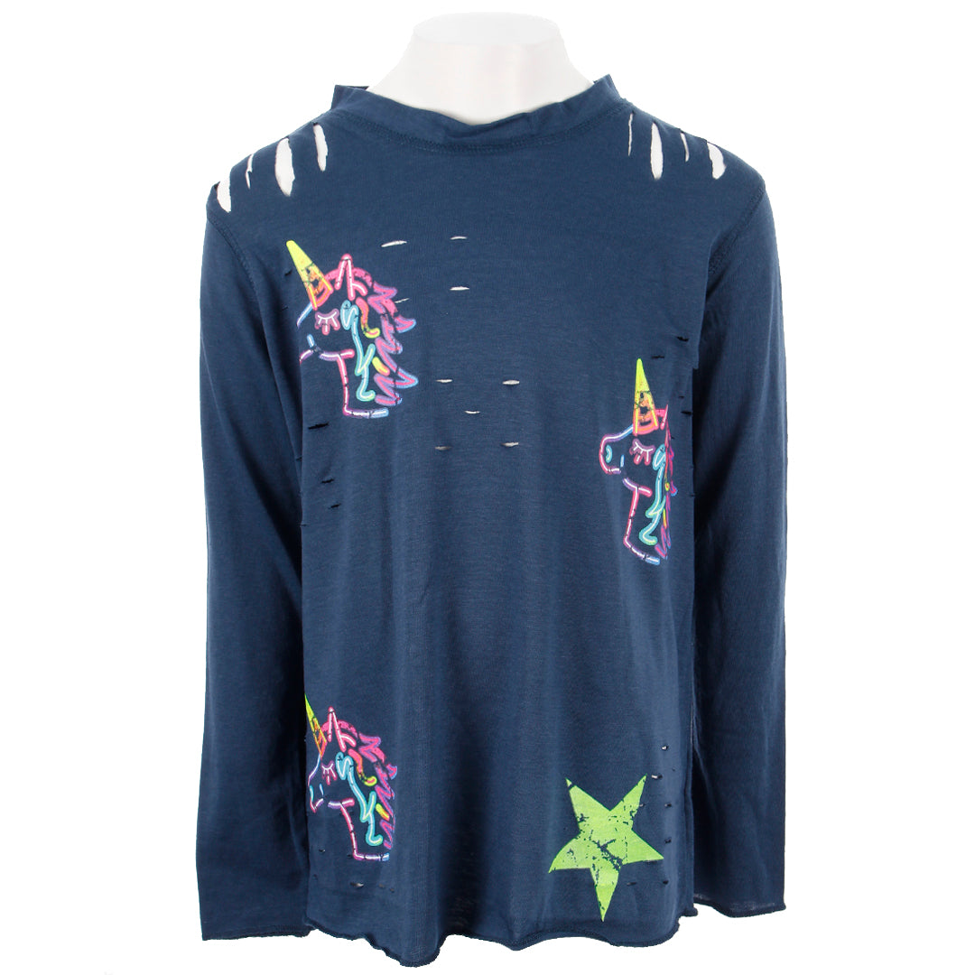 Long Sleeve Top Cut Outs with Unicorn Star - Denny's