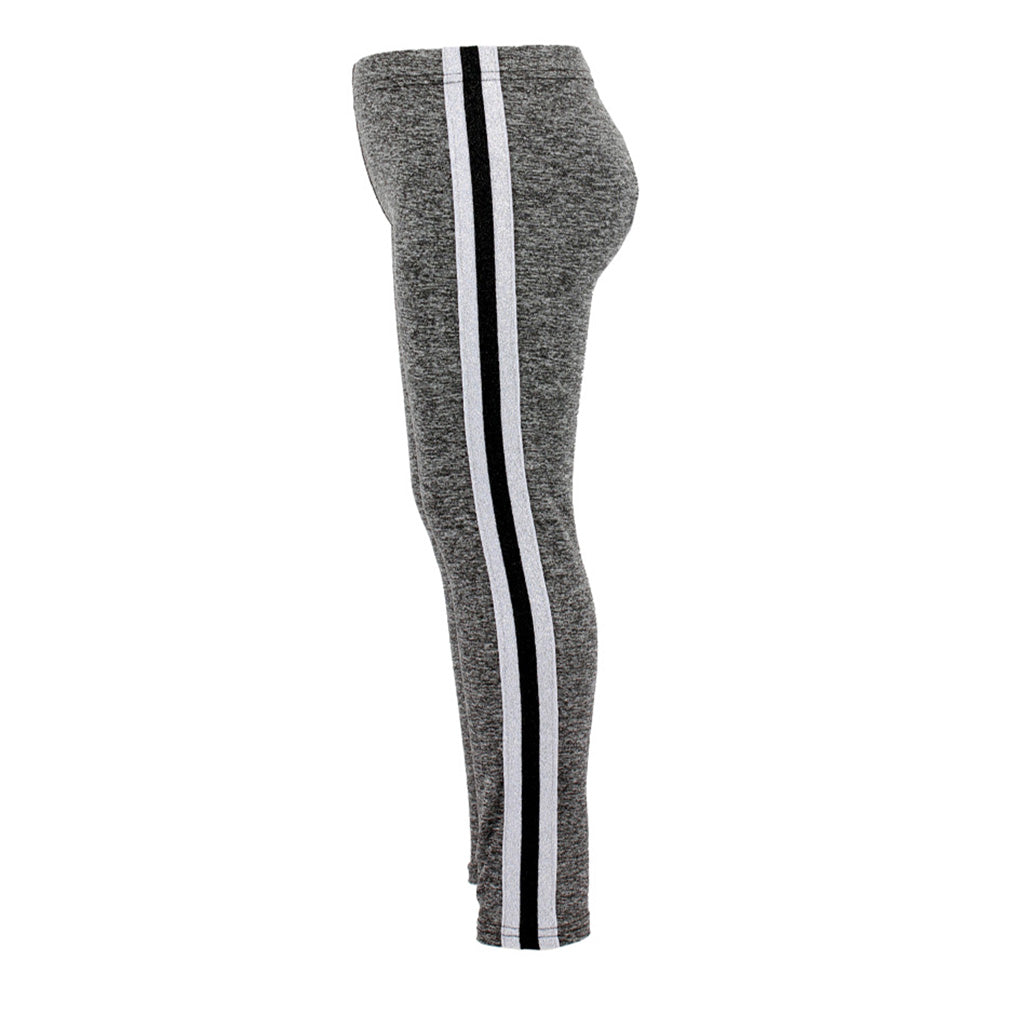 Heathered Legging with Silver/Black Sports Stripe - Denny's
