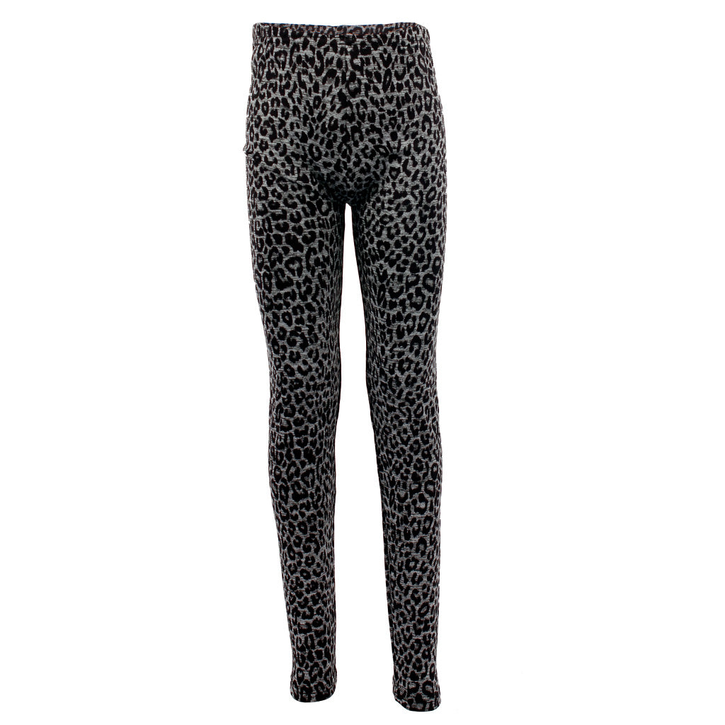 Soft Grey/Black Leopard Legging - Denny's
