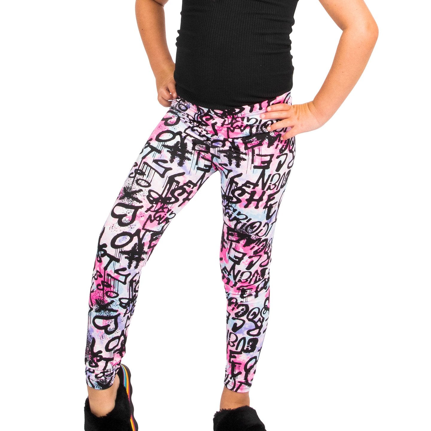 Pink & Purple Grafitti Legging - Denny's