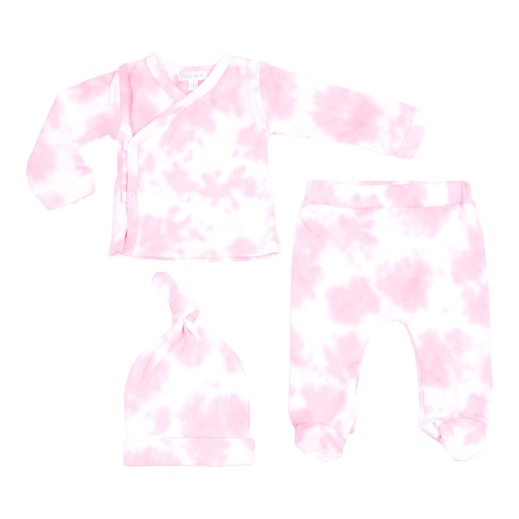 3pc Pink Tie Dye Kimono Pant & Hat Set - Denny's