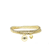 Evil Eye & Heart Charm Stretch Ball Necklace - Denny's