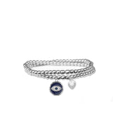 Evil Eye & Heart Charm Stretch Ball Necklace - Denny's