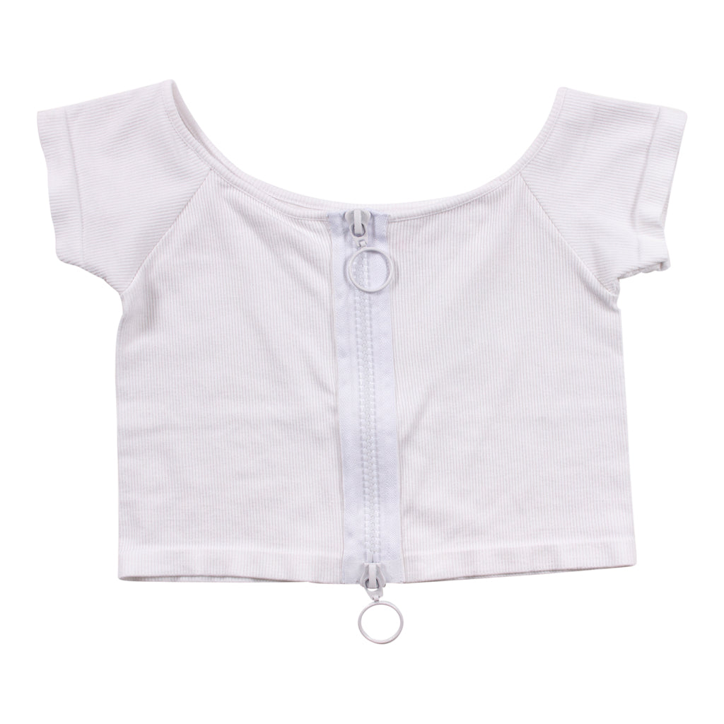 Chunky Zipper Ribbed Crop Top - Denny's