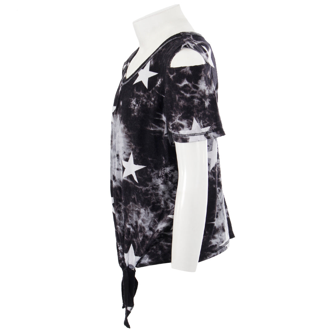Tye Dye Cold Shoulder with Star Print - Denny's