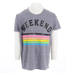 Short Sleeve Tee With Weekend Retro Stripes - Denny's