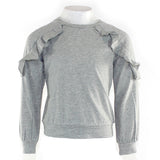 Long Sleeve Top with Ruffle Shoulder - Denny's