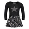 Long Sleeve Dress with Silver Stars on Bottom with Small Silver Stus Star - Denny's