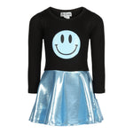 Light Blue Glitter Smiley Blue Lame Bottom Dress - Denny's