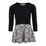 Long Sleeve Soft Black Python Dress - Denny's