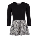 Long Sleeve Soft Black Python Dress - Denny's
