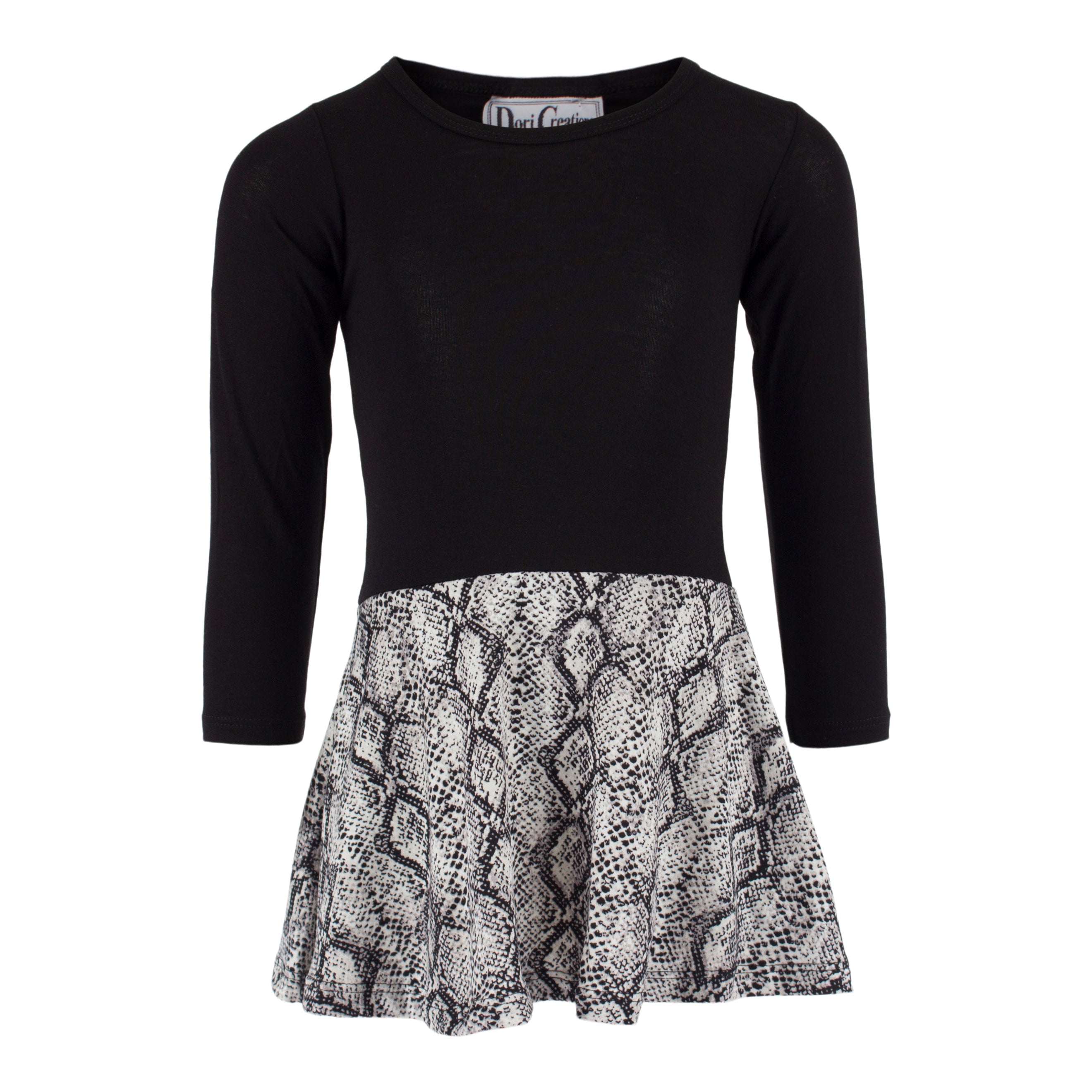 Long Sleeve Soft Black Python Dress - Denny's