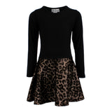 Long Sleeve Dress with Gold/Black Leopard Bottom - Denny's