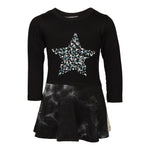 Star Top Black White Tie Dye Bottom Dress - Denny's