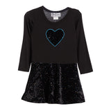 Velvet Glitter Heart Dress - Denny's