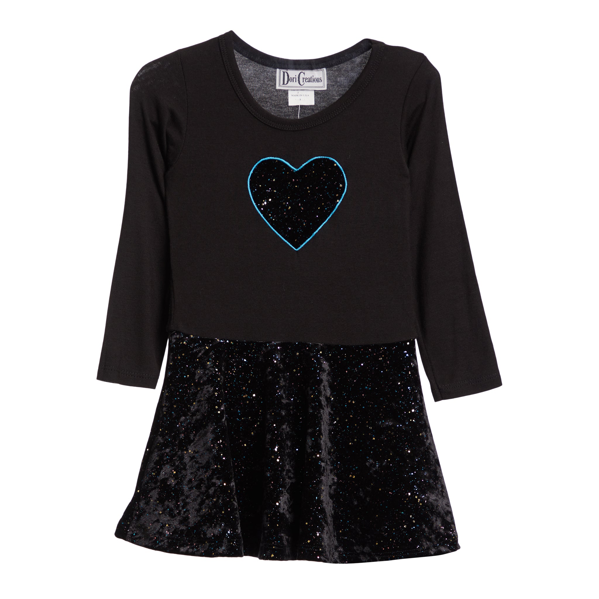 Velvet Glitter Heart Dress - Denny's