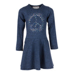 Long Sleeve Dress with Blue Peace Sign - Denny's
