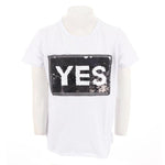 Short Sleeve Tee with Tie & Yes/No Sequin - Denny's