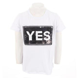 Short Sleeve Tee with Tie & Yes/No Sequin - Denny's