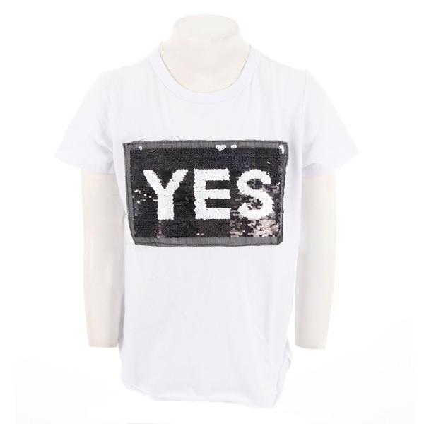 Short Sleeve Tee with Tie & Yes/No Sequin - Denny's