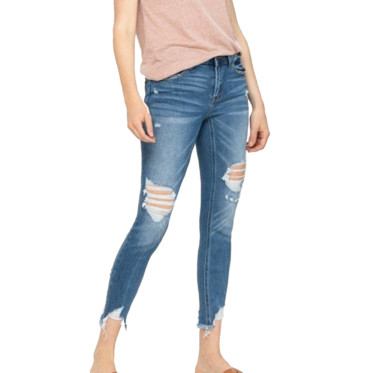 Mid Rise Distressed Crop Skinny Jean - Denny's