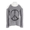 Long Sleeve Cold Shoulder Top with Black Peace Sign - Denny's