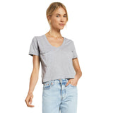 Classic Skimmer Crop Pocket V-neck Tee - Denny's