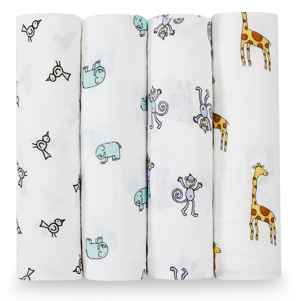 Jungle Jam Four Pack Swaddles - Denny's
