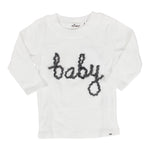 Two Piece Set Long Sleeve Top with Charcoal Baby Script & Footie Legging - Denny's
