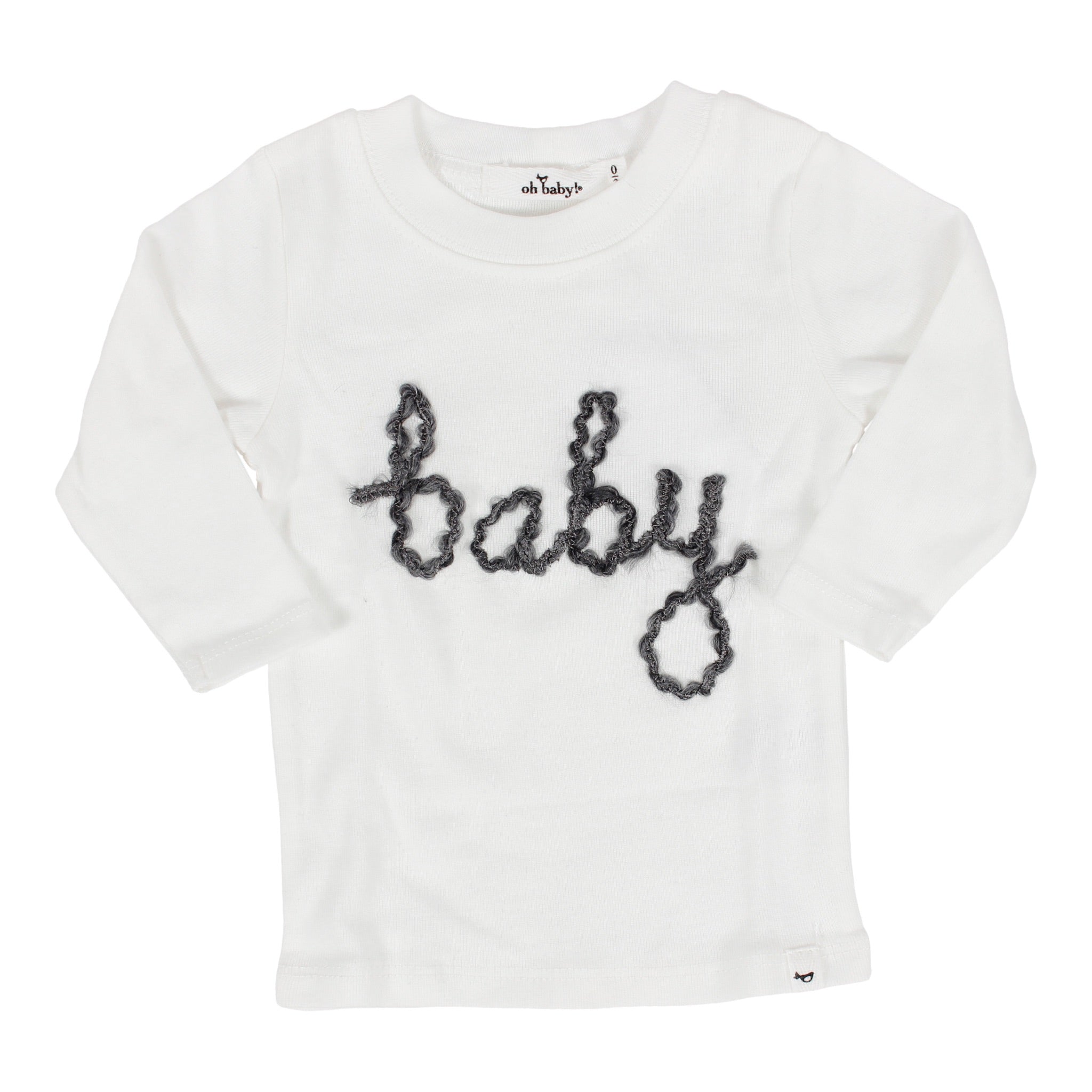 Two Piece Set Long Sleeve Top with Charcoal Baby Script & Footie Legging - Denny's