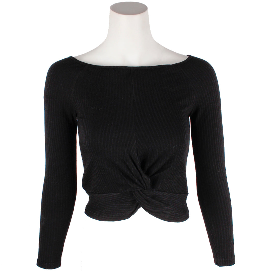Long Sleeve Twisted Front Ribbed Crew - Denny's