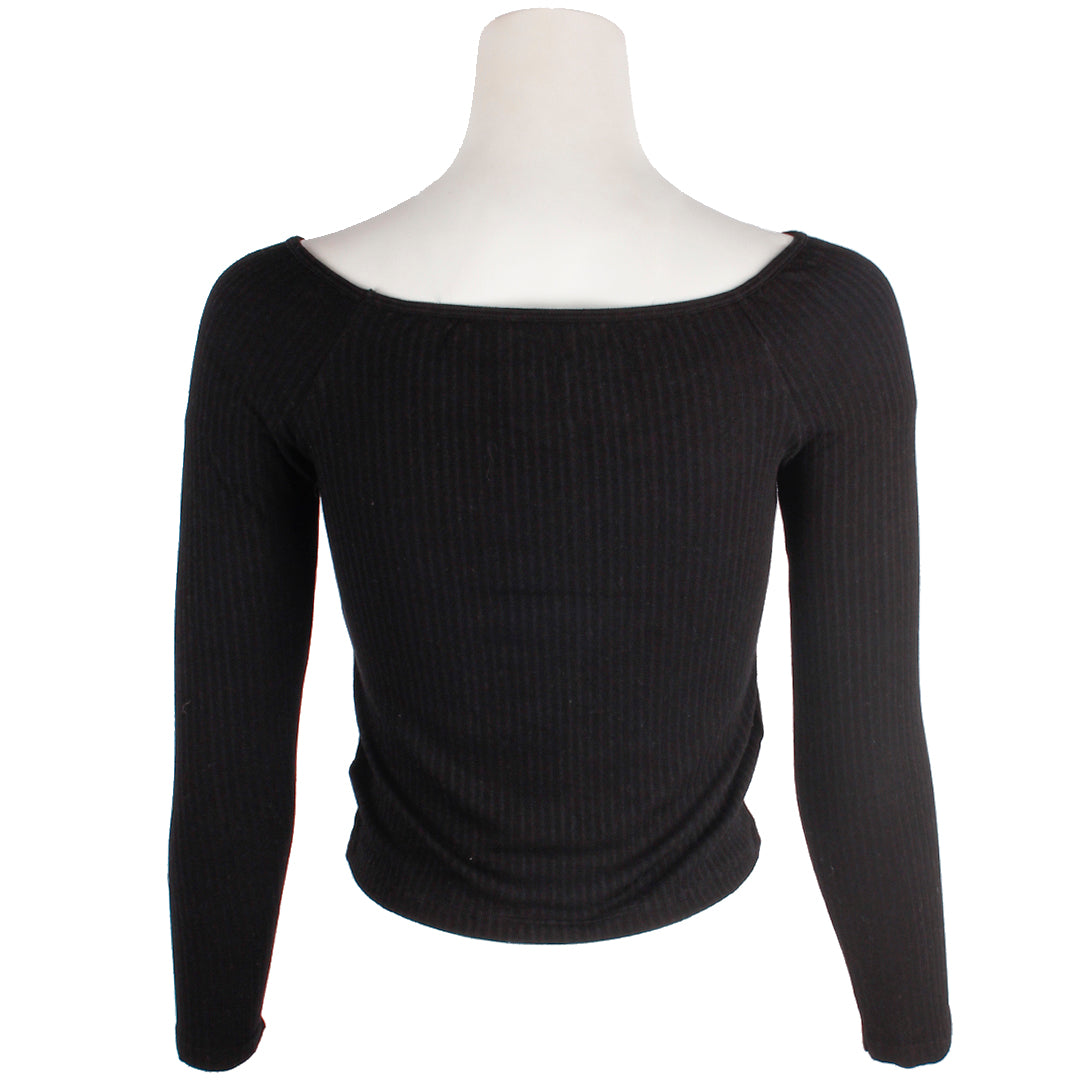 Long Sleeve Twisted Front Ribbed Crew - Denny's
