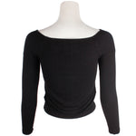 Long Sleeve Twisted Front Ribbed Crew - Denny's