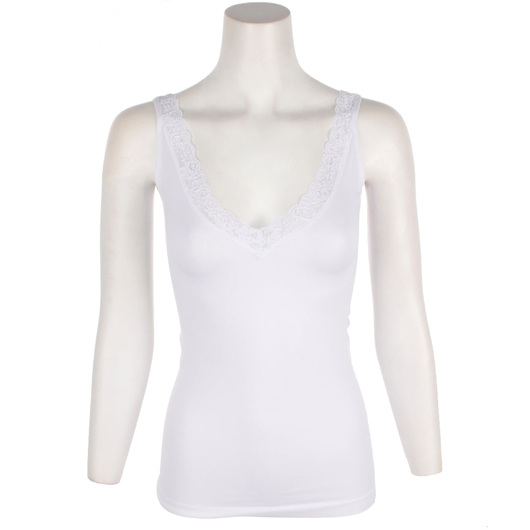 Deep V Lace Trim Cami - Denny's