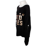 Long Sleeve Top with Cut Sleeves and Good Vibe Stars - Denny's