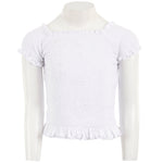 Short Sleeve Solid Off The Shoulder Smock Top - Denny's