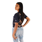 Short Sleeve Bleached Crop Tee with Block Logo - Denny's